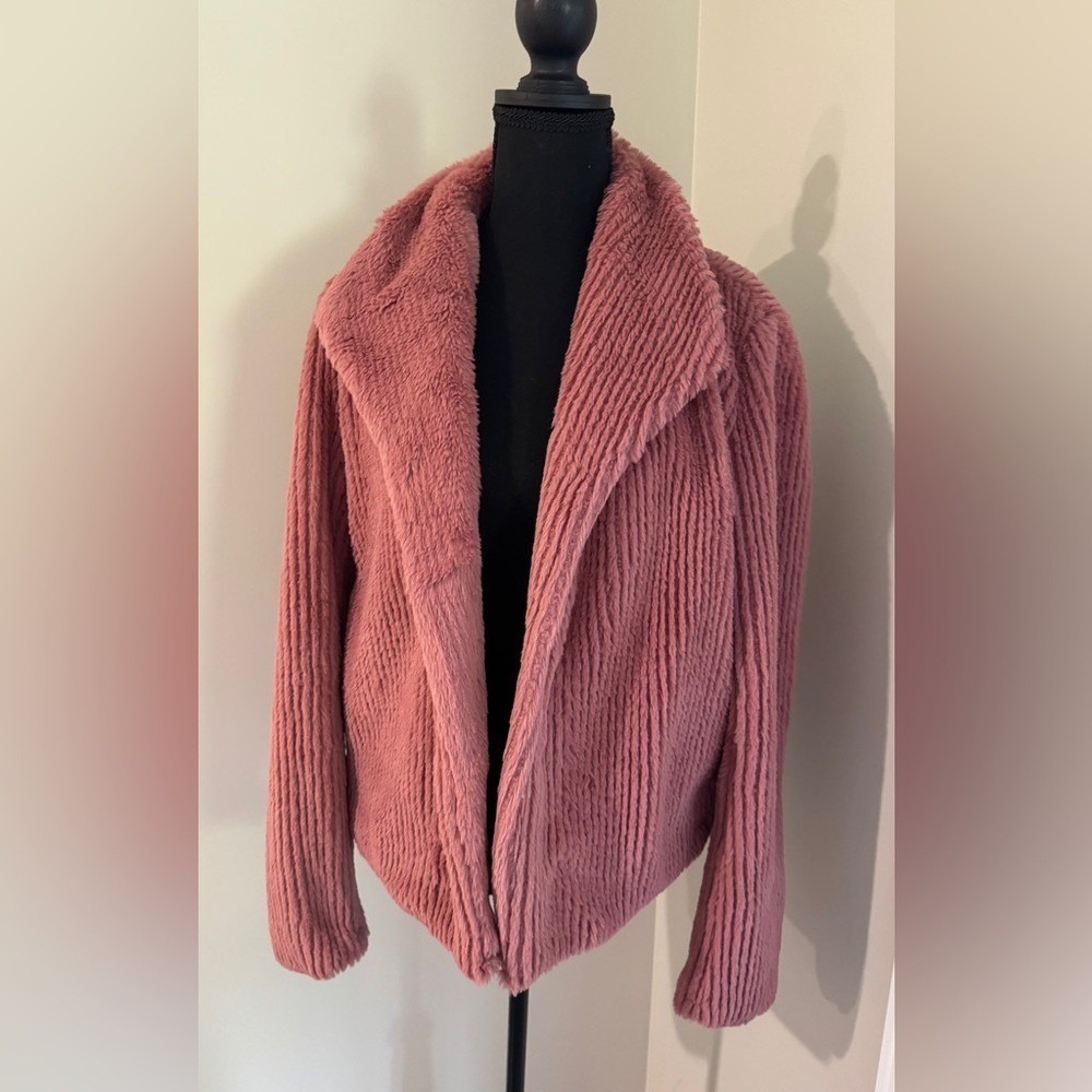 Buddy Love Grace Corduroy Plush Fuzzy‎ Collar Jacket Dusty Rose Size Medium